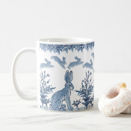 Mug Lapin de Pâques Bleu Blanc Lapin Amusant Motif Del
