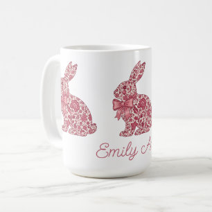 Mug Lapin de Pâques en chinoiserie rose et crème