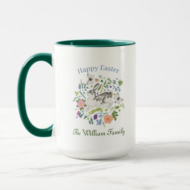 Mug Lapin de Pâques et fleurs de printemps (Gauche)