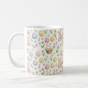 Mug Lapin de Pâques et motif floral pastel fantaisiste