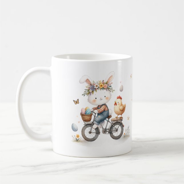 Mug Lapin de Pâques et poulet Joyeuses de Pâques perso (Gauche)