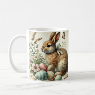 Mug Lapin de Pâques vintage aquarelle d'oeuf