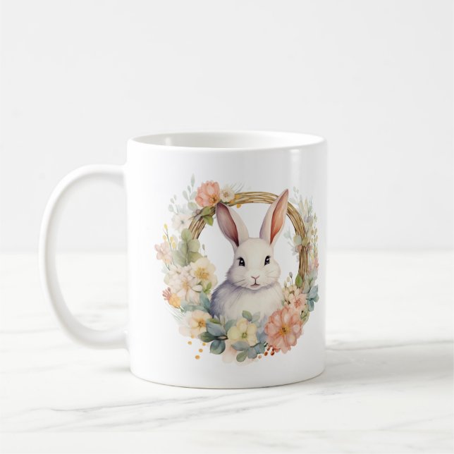 Mug Lapin doux avec fleurs de printemps (Gauche)