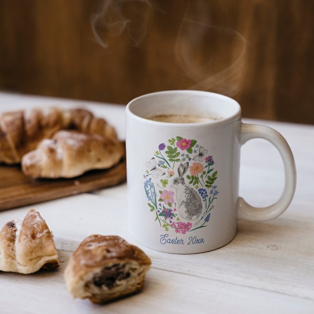 Mug Lapin et fleurs de Pâques personnalisés (Créateur téléchargé)