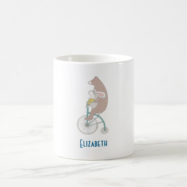 Mug Lapin et ours en Whimsical Riding a Bike Together (Centre)