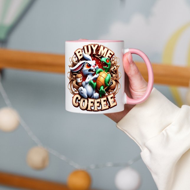 Mug Lapin et tortue avec café Coupe Achetez-moi un caf (Créateur téléchargé)