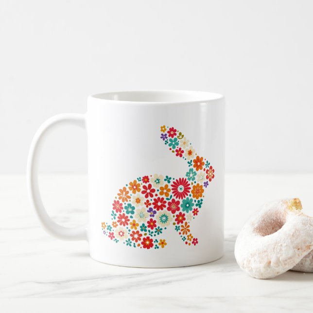 Mug Lapin Floral (Avec donut)