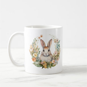 Mug Lapin lapin Brown clair/tan avec fleurs