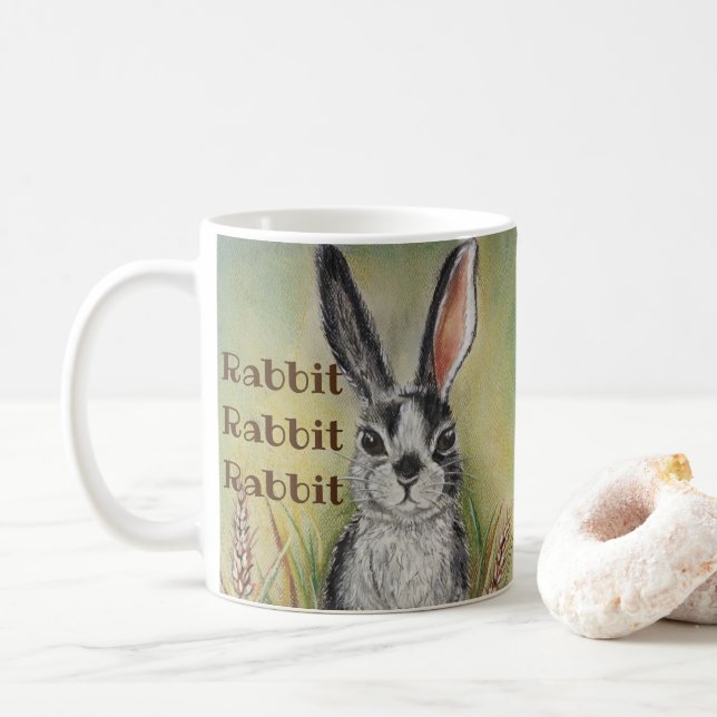Mug Lapin Lapin Lapin Lapin Lapin Blanc Noir Bonne Cha (Avec donut)