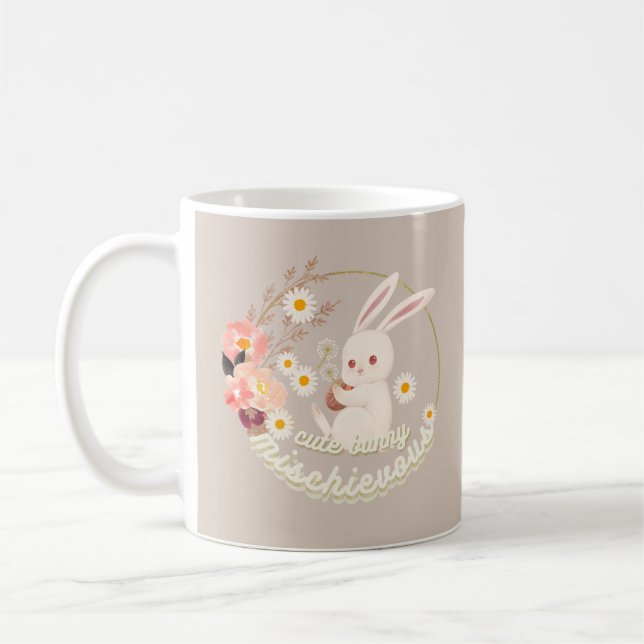 Mug Lapin mignon et fleur  (Gauche)