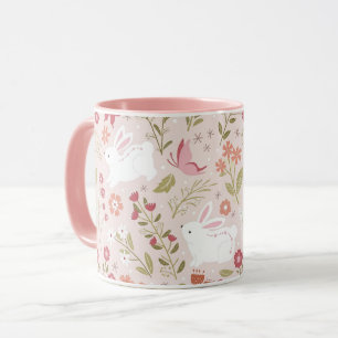 Mug Lapin mignon et papillon Jardin printanier