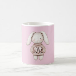 Mug Lapin Mignon Rose Doux Veste Rose Coeur