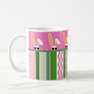 Mug Lapins roses et blancs verts de Pâques personnalis