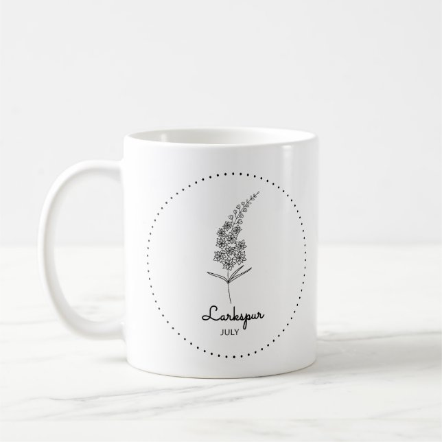 Mug Larkspur Juillet Mois Fleur (Gauche)