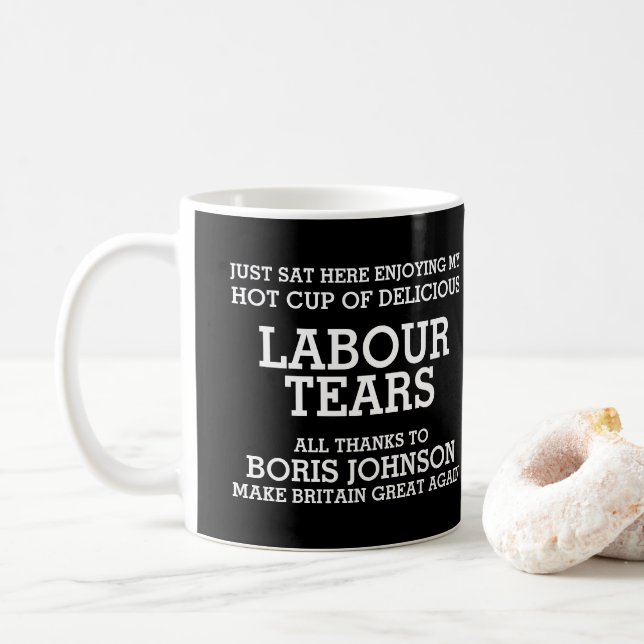 Mug Larmes de travail Boris Johnson (Avec donut)