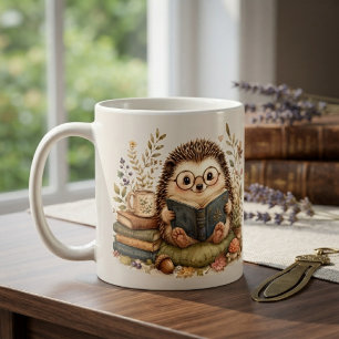 Mug L'art aquarelle du hérisson lisant