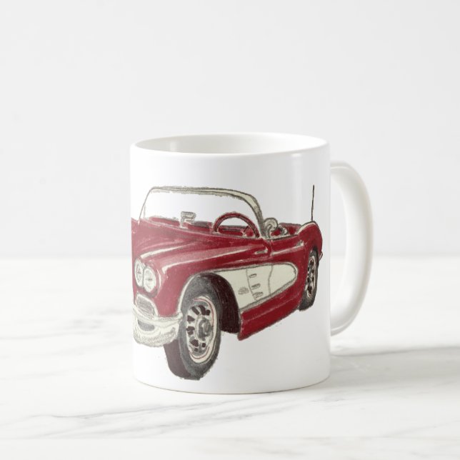 Mug L'art classique de la corvette rouge (Devant droit)