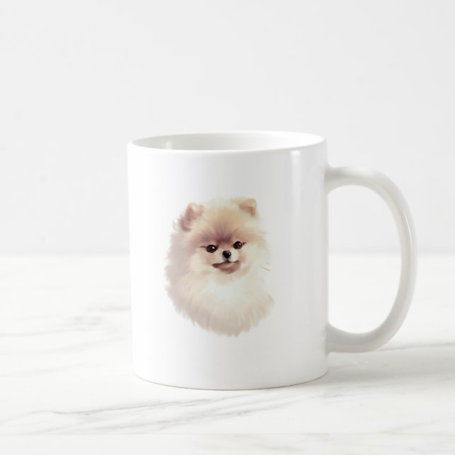 Mug L'art de l'illustration de chien de Poméranie (Droite)