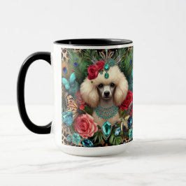 Mug L'art floral du chien de caniche blanc
