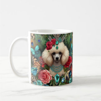 Mug L'art floral du chien de caniche blanc