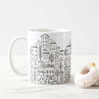 Mug L'art urbain des doodles de la ville mignonne