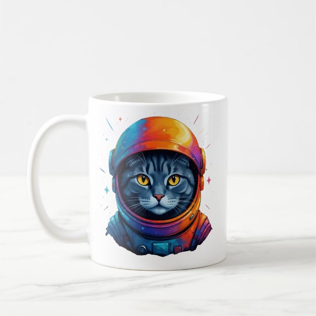 Mug L'astronaute Cat Space Amusant Amoureux des chats (Gauche)