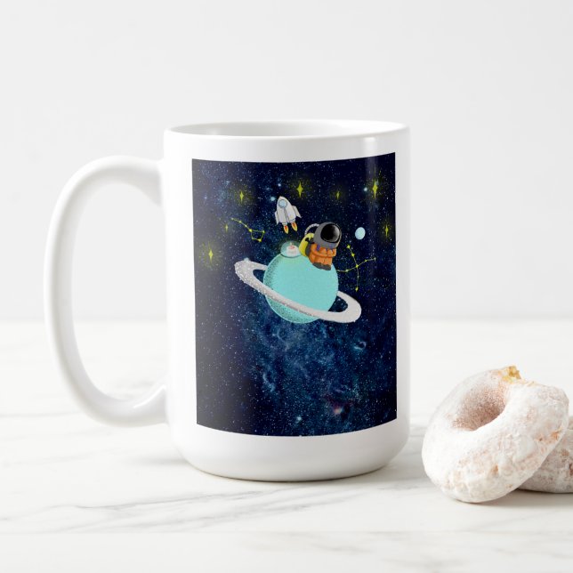 Mug L'astronaute de Galaxie prépare des cubes de café  (Avec donut)