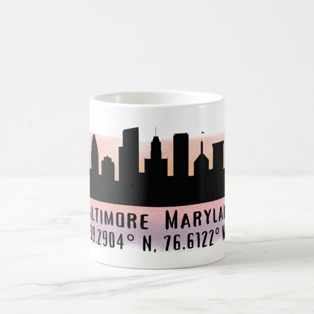 Mug Latitude et longitude de Baltimore Skyline (Centre)