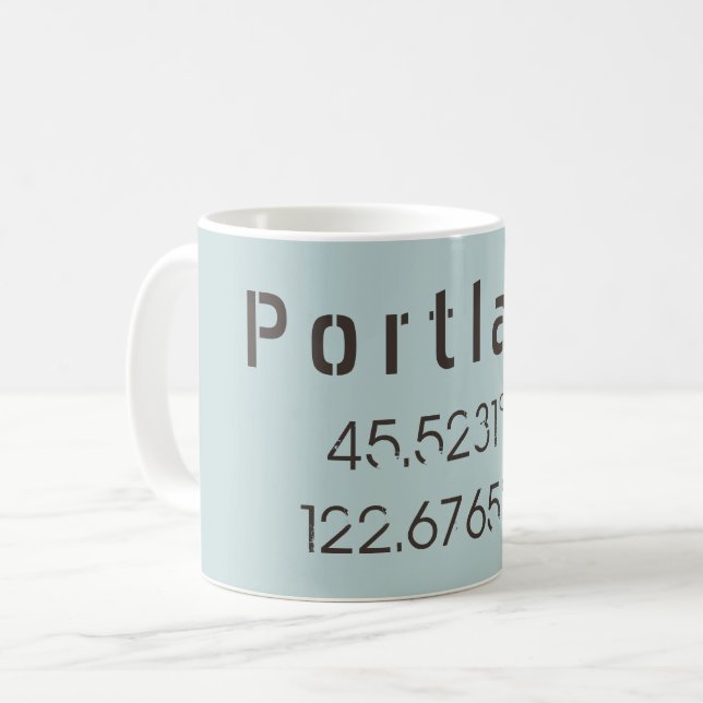 Mug Latitude et Longitude de Portland (Devant gauche)
