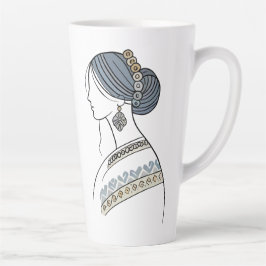 Mug Latte Art Folk Ukrainien | Art de ligne élégan