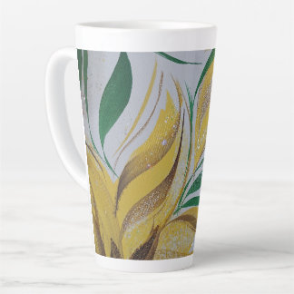 Mug latte fleuri jaune