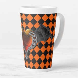 Mug Latte Halloween Goth Orange Cœur & Ailes de Ch