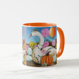 Mug L'automne Queen Swan and Flowers Art