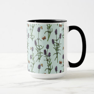 Mug Lavande et papillons sur verre de mer