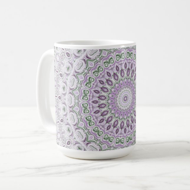 Mug Lavande et vert Mandala Motif Design (Devant gauche)