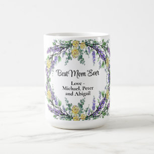 Mug Lavande eucalyptus jaune rose meilleure mère jamai
