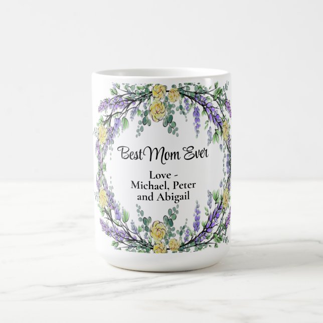 Mug Lavande eucalyptus jaune rose meilleure mère jamai (Centre)