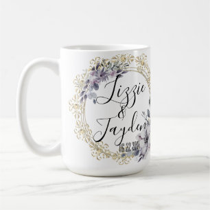 Mug Lavande Floral Mariage de couronne personnalisée