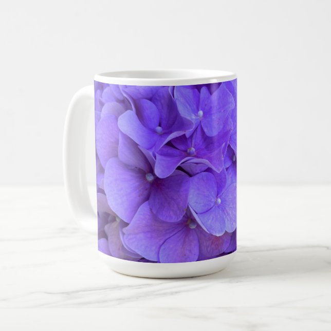 Mug Lavande lilas violet Hydrangeas violet Fleurs (Devant gauche)