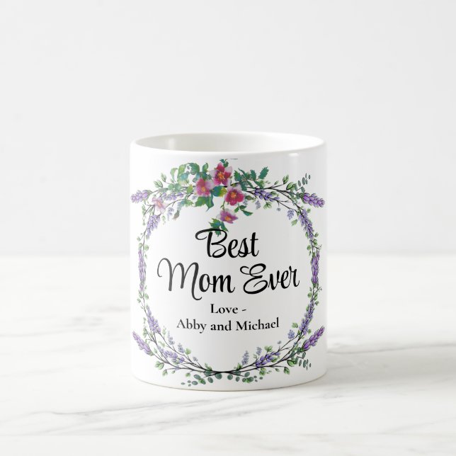 Mug Lavande Rose Eucalyptus Meilleure maman jamais (Centre)