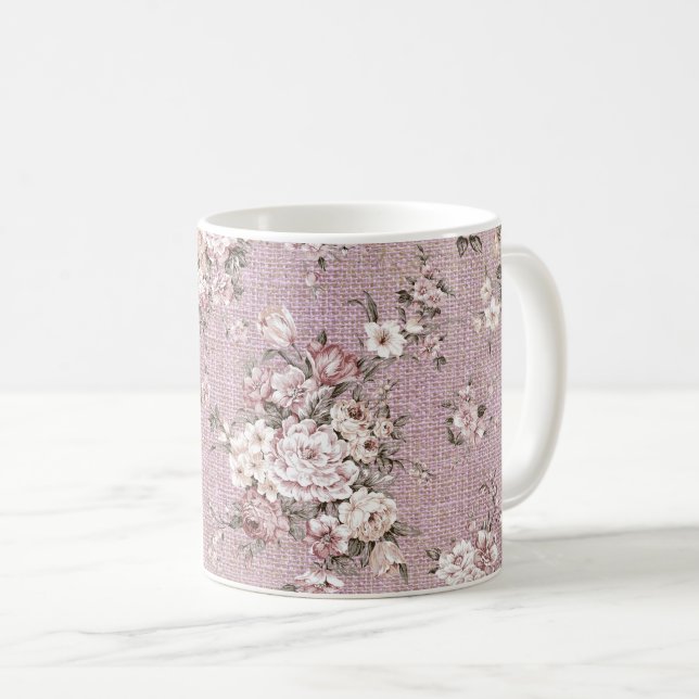Mug Lavande vintage de bouquet floral pourpre (Devant droit)