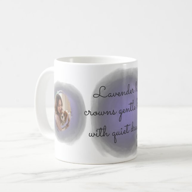 Mug Lavender Cavalier King Charles Spaniel Custom Name (Devant gauche)