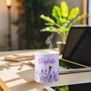 Mug Lavender floraux nom script élégant