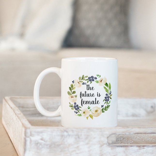 Mug L'avenir est féminin | Citation florale (Créateur téléchargé)