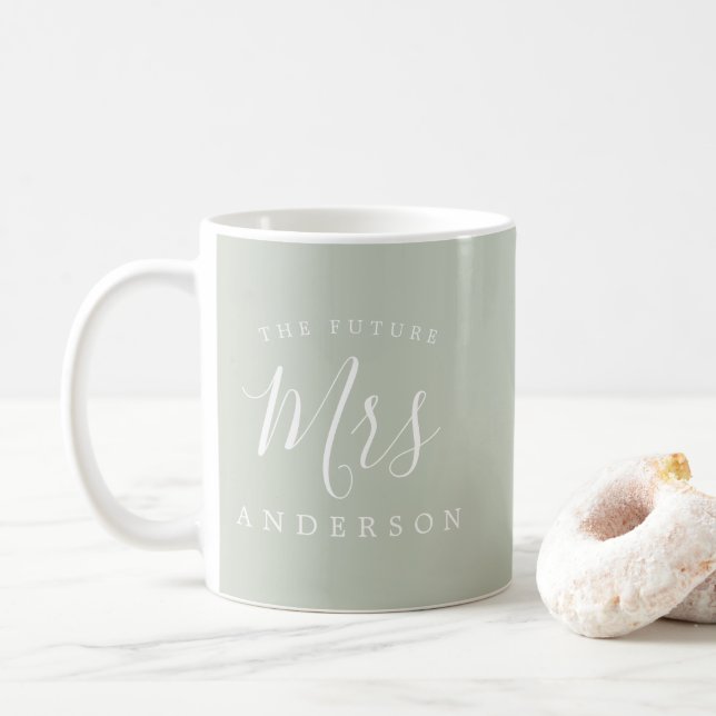 Mug L'avenir Mme Pastel Green Cadeau Fiançailles (Avec donut)