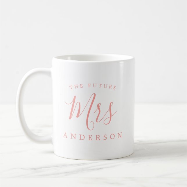 Mug L'avenir Mme Pink White Fiançailles Cadeau (Gauche)