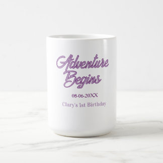 Mug L'aventure commence 1er anniversaire nom date simp