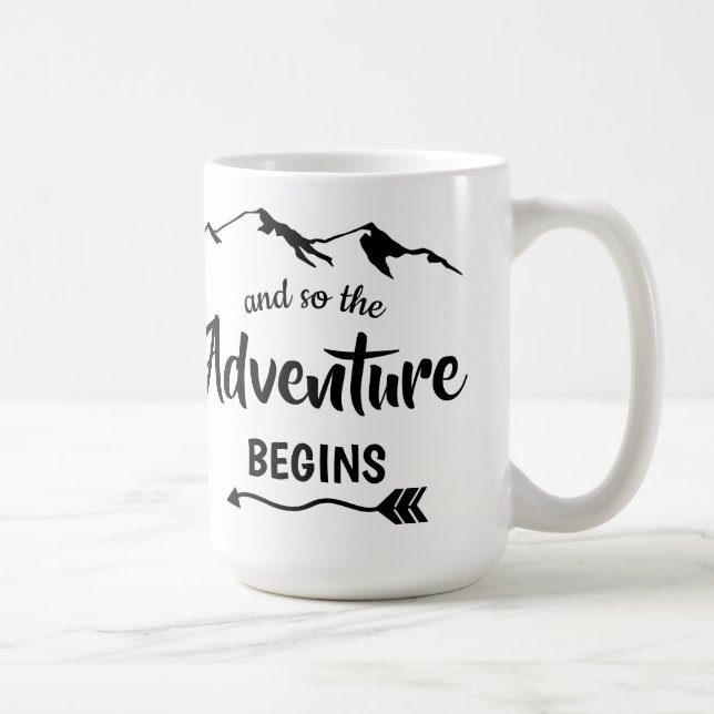 Mug L'aventure commence à la mode noir et blanc (Droite)