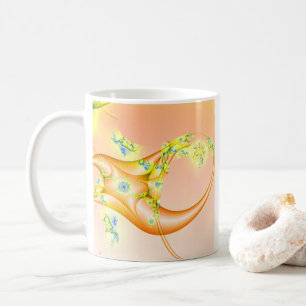 Mug Lavette Art fractal orange et jaune