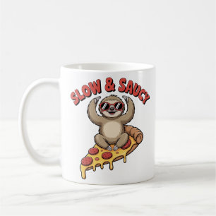 Mug Lazy Sloth Pizza Yoga Drôle Caricature